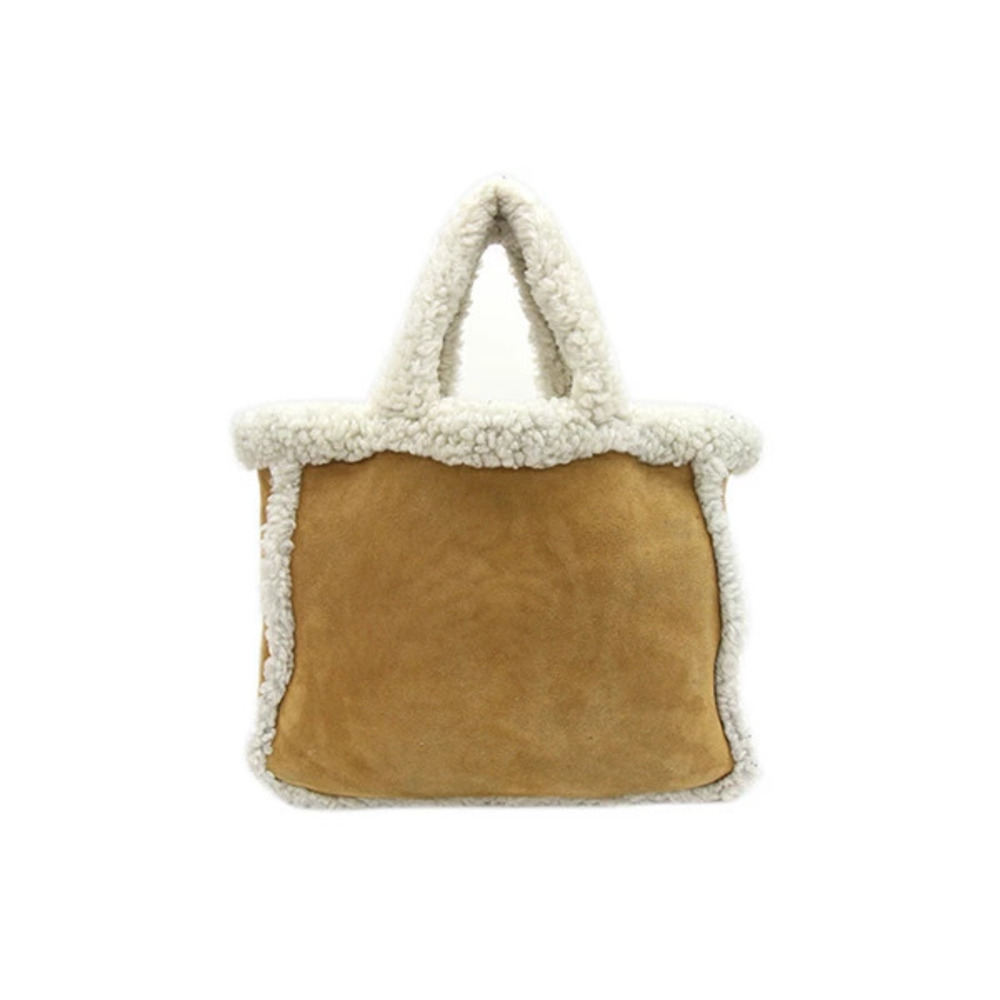 Miu MIu handbag Brown Ivory White Sheepskin Tote Bag Clutch MIUMIU - Picture 2 of 10